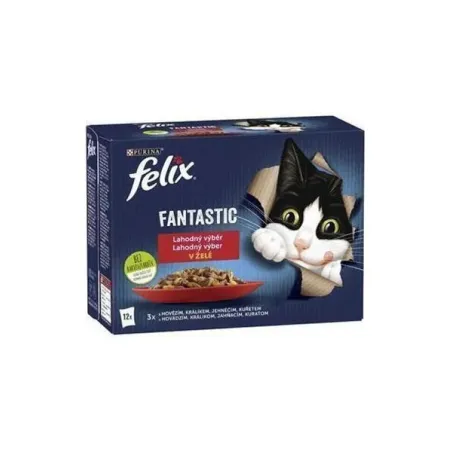 Nestlé FELIX Fantastic cat Multipack hovädzie, hydina, zelená fazulka & jahňa, kura, rajčiny & morka, kačka v želé kapsička 12x8