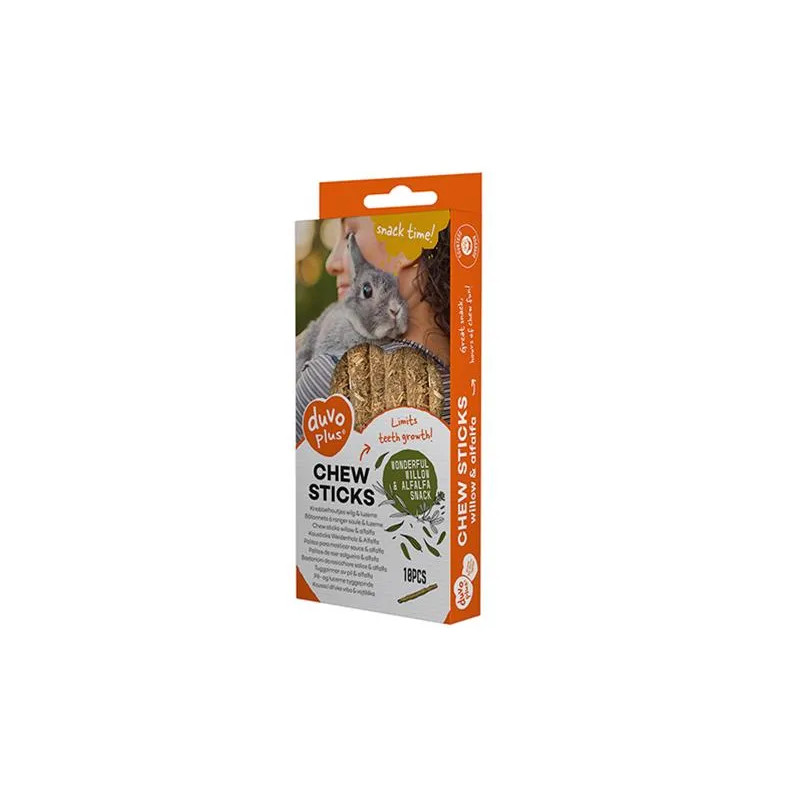 Pamlsok DUVO+ žuvacie tyčinky vŕba a lucerna pre hlodavce 70g - 10 ks - 12x1x1cm