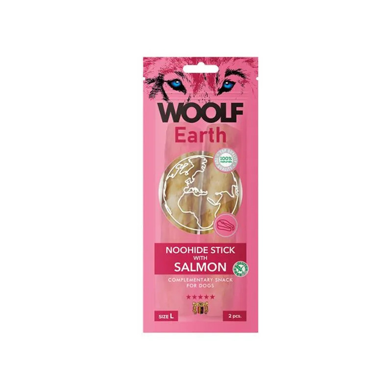 Pamlsok Woolf Dog Earth NOOHIDE L Sticks with Salmon 85 g Pamlsok Woolf Dog Earth NOOHIDE L Sticks with Salmon 85 g