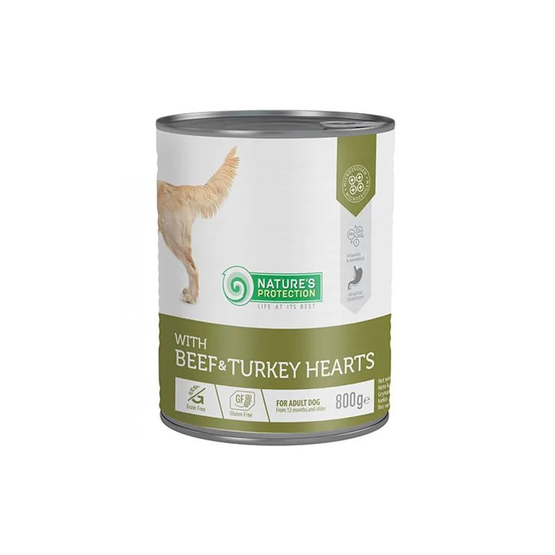 Natures P KONZERVA dog adult Beaf & Turkey hearts 800 g