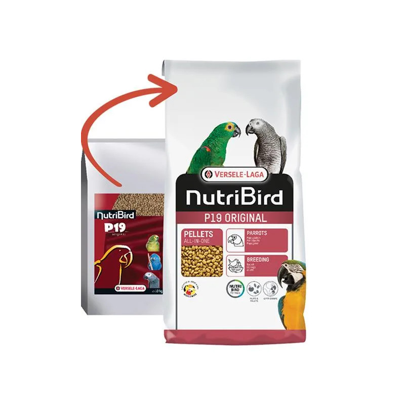 VL NutriBird P19 Original- extrudy pre chov, preperovanie a zvýšené nároky veľkých papagájov s tuzemským ovocím 10kg