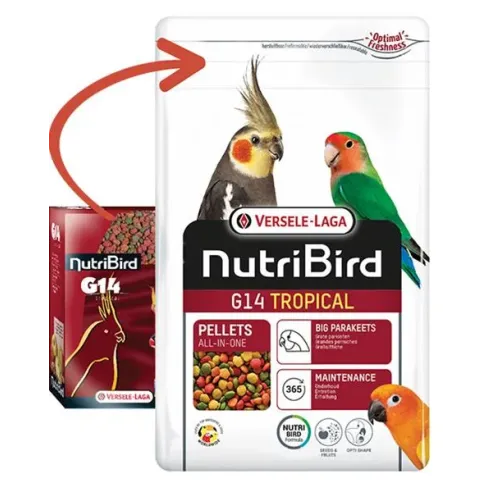 VL Orlux NutriBird G14 Tropical- extrudy pre stredne veľké papagáje s tropickým ovocím  na denné kŕmenie 1 kg