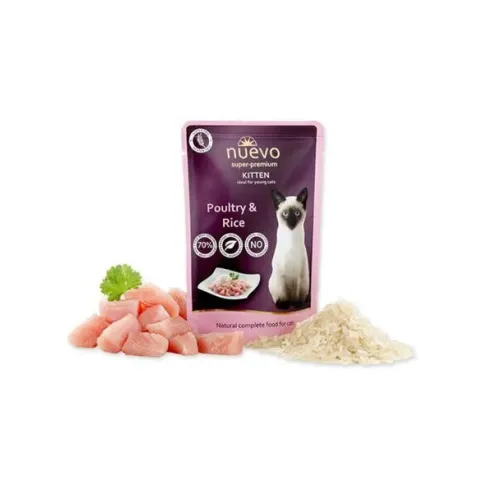 NUEVO cat Kitten Poultry with Rice bal. 16 x 85 g kapsičky