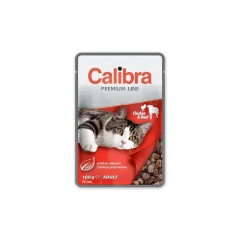 Calibra KAPSIČKA Premium cat Adult Kura & hovädzie v omáčke 24 x 100 g