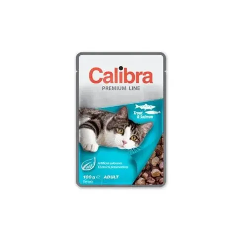 Calibra KAPSIČKA Premium cat Adult Pstruh & losos v omáčke 24 x 100 g