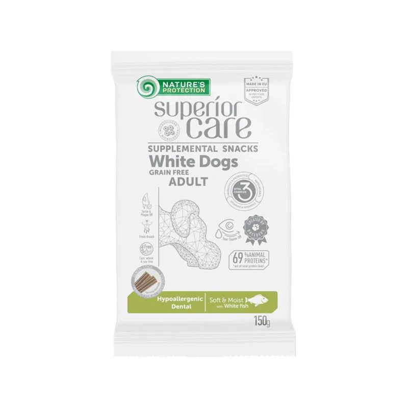 Pamlsok Natures P Superior Care white dog Hypoallergenic Dental Care Grain free white fish 150 g
