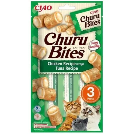 Pamlsok Inaba Churu Bites cat Kura s tuniakom 12 x 3 tuby 360 g