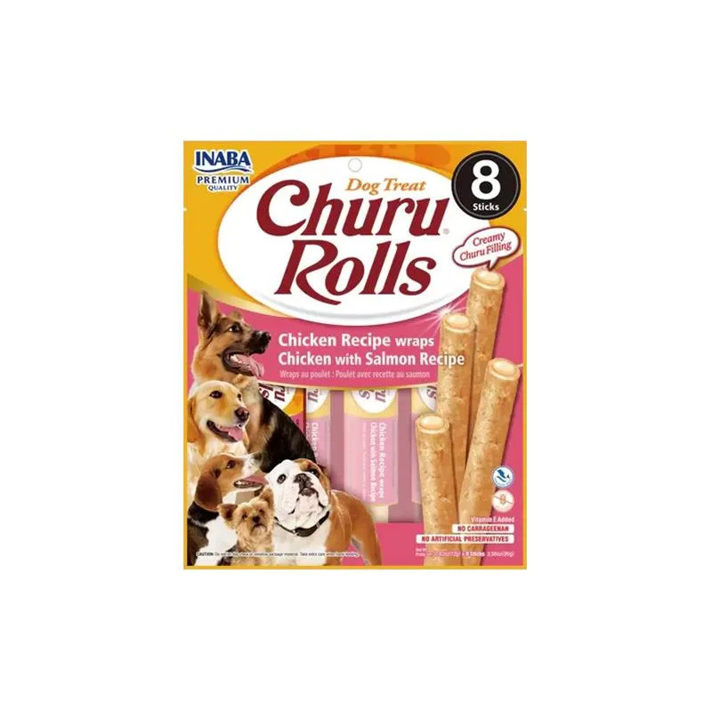 Pamlsok Inaba Churu Rolls dog Kura s lososom 8 x 8 ks 768 g