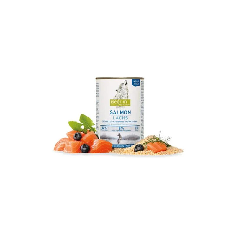 ISEGRIM dog Adult Salmon with Millet, Blueberries & Wild Herbs bal. 6 x 400 g konzerva ISEGRIM dog Adult Salmon with Millet, Blueberries & Wild Herbs bal. 6 x 400 g konzerva