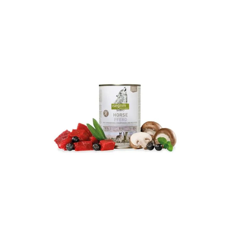 ISEGRIM dog Adult Mono Horse pure with Chokeberries, Champignons & Wild Herbs bal. 6 x 400 g konzerva