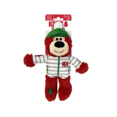 Hračka Kong Dog Holiday Wild Knots Bear s pískatkom, polyester, M