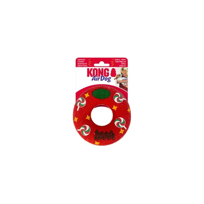 Hračka Kong Dog Holiday AirDog Squeaker Donut s pískatkom, guma vulkanizovaná, M