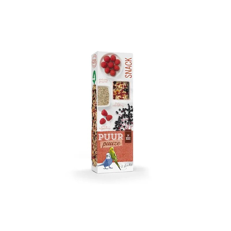 PUUR pauze Sticks canary budgie raspberry & elderberry - lahodné tyčinky s ovocím 60 g
