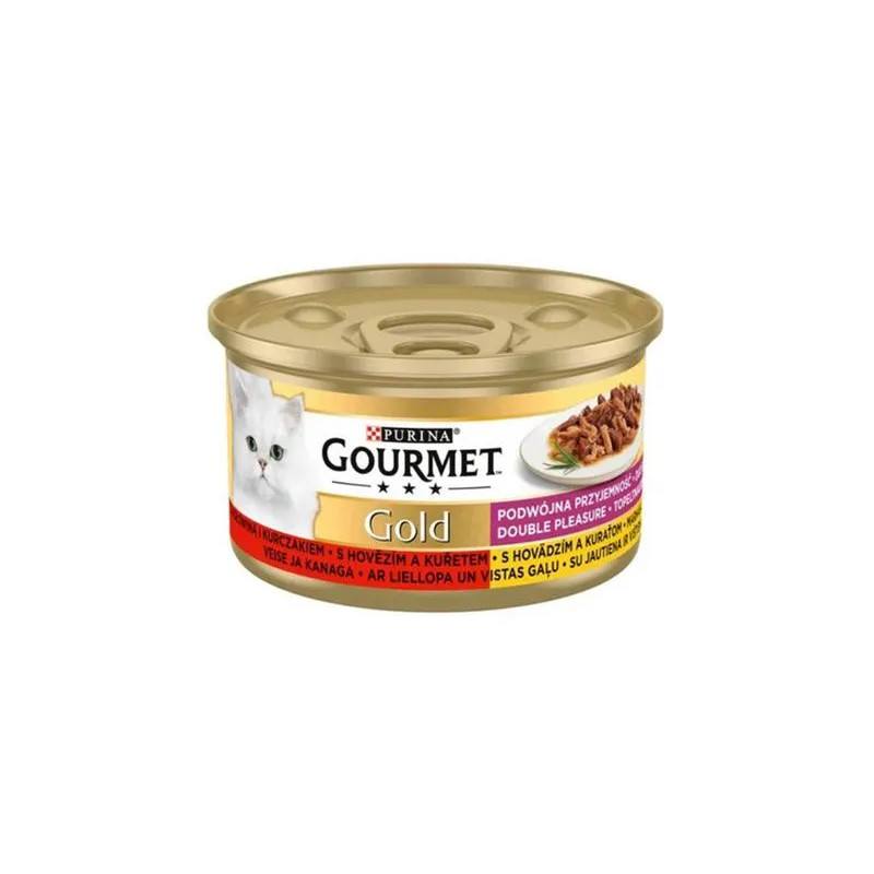 Nestlé GOURMET GOLD cat hovädzie&kura kúsky šťava konz.12x85 g