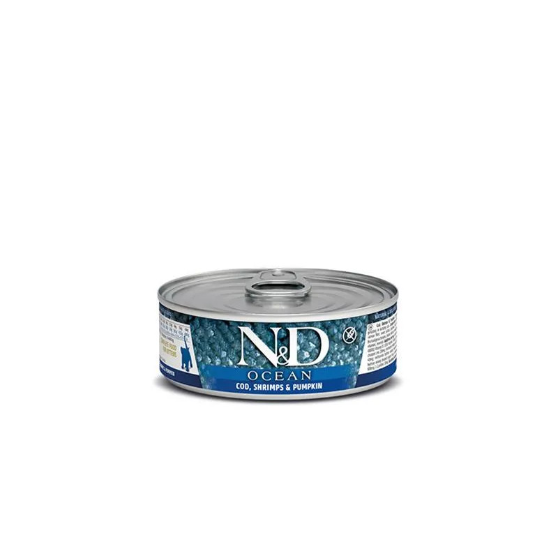 Farmina N&D cat OCEAN tuna, codfish, shrimp & pumpkin kitten konzerva 70 g