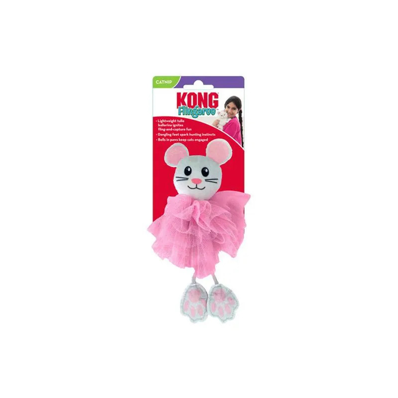 Hračka Kong Cat Flingaroo Tutu Myš, s roľničkami, modro ružová, polyester