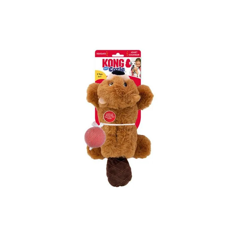 Hračka Kong Dog Cozie Pocketz Bobor s pískatkom, hnedá M