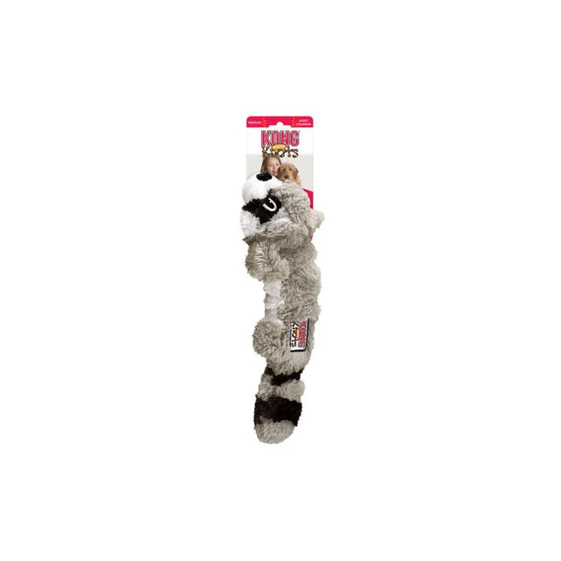 Hračka Kong Dog Scrunch Knots Mýval s pískadlom, polyester, sivý, M/L