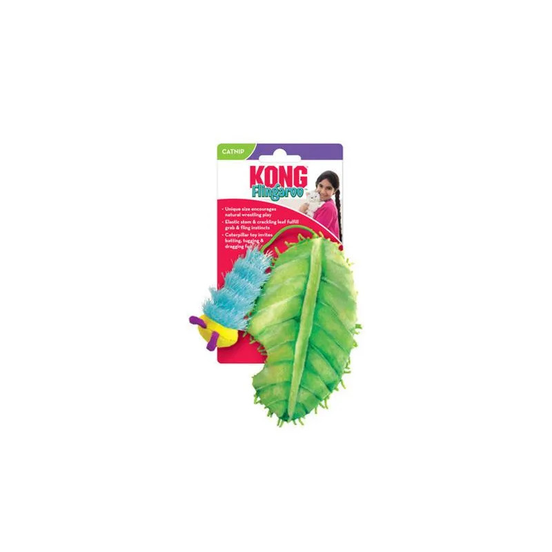 Hračka Kong Cat Flingaroo CATerpillar Húsenica s listom, polypropylene