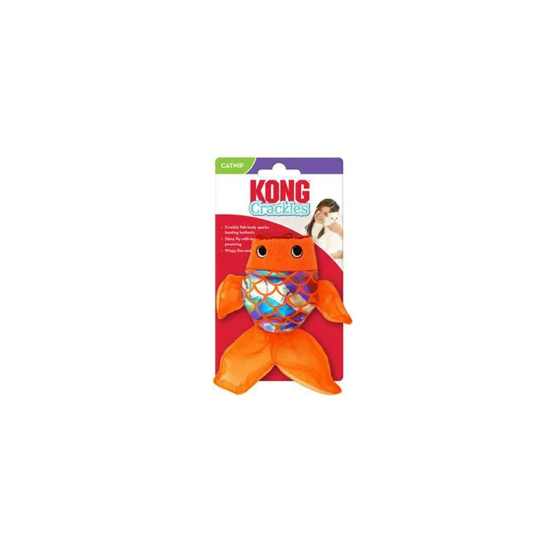Hračka Kong Cat Crackles Gulpz Ryba, oranžová, polyester