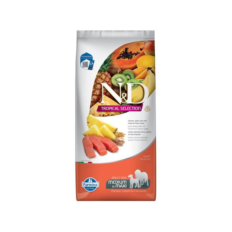 Farmina N&D dog TROPICAL SELECTION (AG) adult medium & maxi, salmon 10 kg