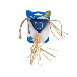 Hračka DUVO+ Eco navy trojuholník so šnúrkami a catnipom pre mačku, 3x18x20cm