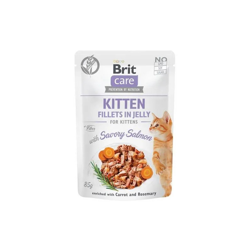 Brit Care cat Kapsička Kitten Fillets in Jelly with Savory Salmon 24 x 85 g