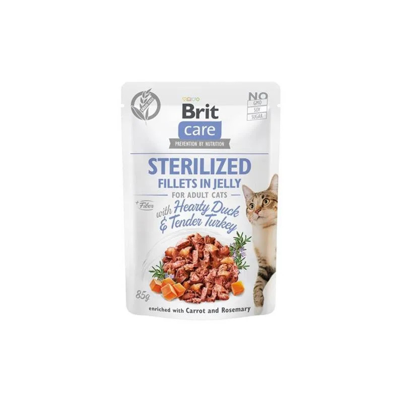 Brit Care cat Kapsička Sterilized Fillets in Jelly with Hearty Duck & Tender Turkey 24 x 85 g