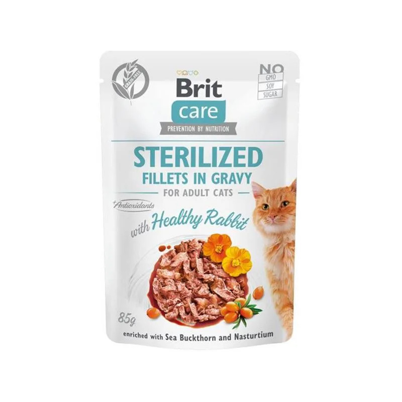 Brit Care cat Kapsička Sterilized Fillets in Gravy with Healthy Rabbit 24 x 85 g