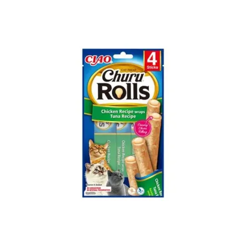 Pamlsok Inaba Churu Rolls cat Kura & Tuniak 4 tuby 40 g