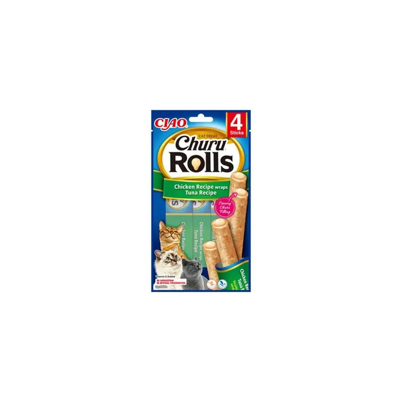 Pamlsok Inaba Churu Rolls cat Kura & Tuniak 4 tuby 40 g