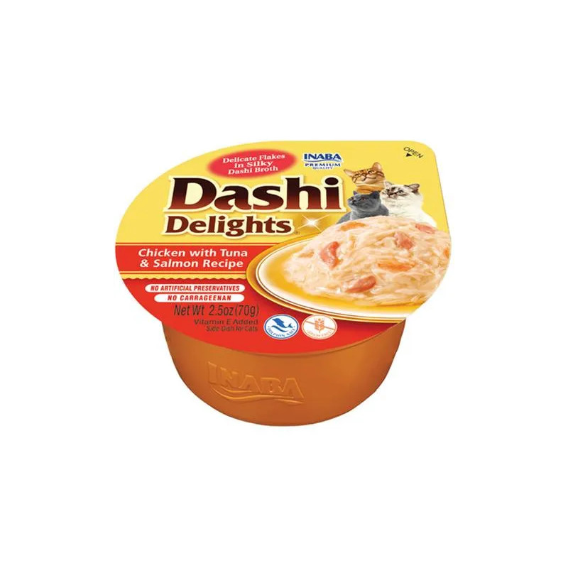 Inaba Dashi Delights cat Kura s tuniakom a lososom 6 x 70 g vanička
