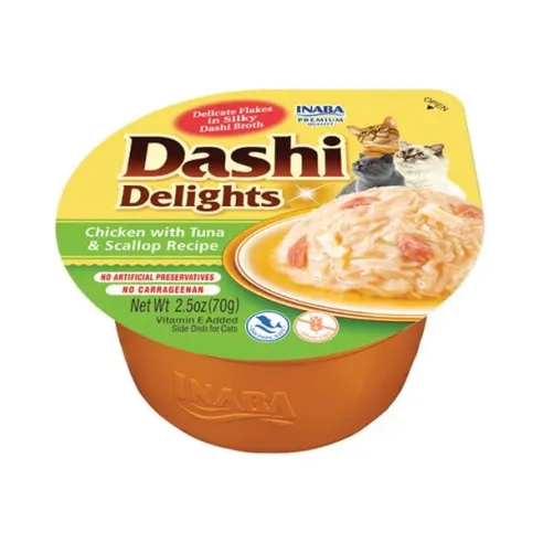 Inaba Dashi Delights cat Kura s tuniakom a hrebenatkou 6 x 70 g vanička