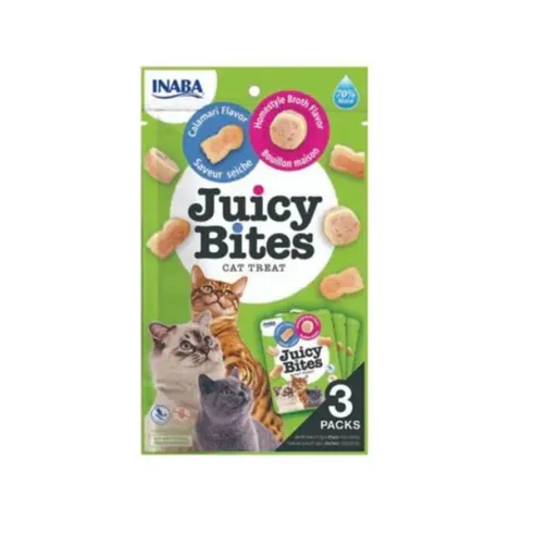 Pamlsok Inaba Juicy Bites cat Vývar & Kalamáre 3 x 11,30 g