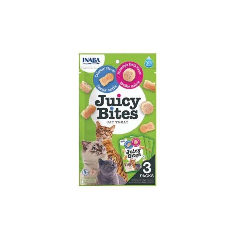 Pamlsok Inaba Juicy Bites cat Vývar & Kalamáre 3 x 11,30 g