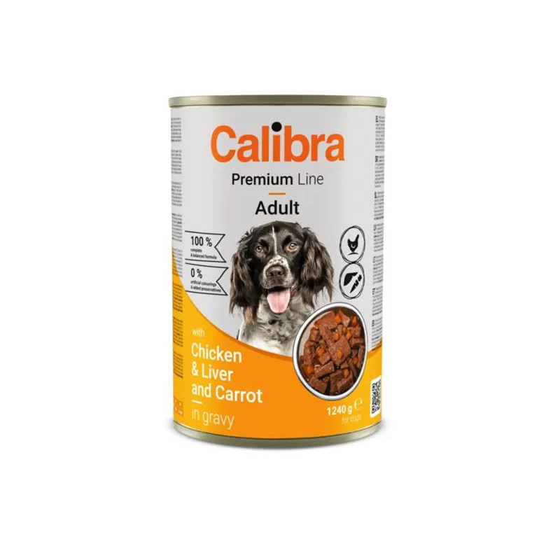 Calibra KONZERVA dog Adult Premium Kura & pečeň 1240 g