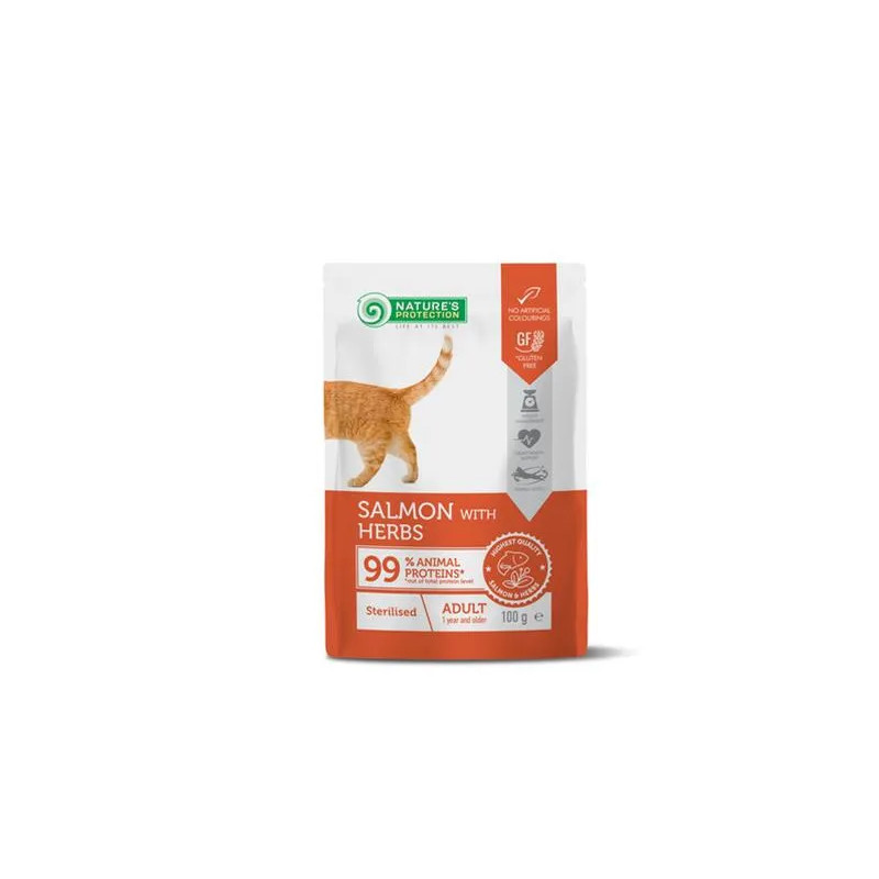 Natures P KAPSIČKY cat adult sterilised salmon & herbs 22 x 100 g Natures P KAPSIČKY cat adult sterilised salmon & herbs 22 x 100 g