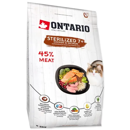 Krmivo Ontario Cat Sterilised 7+ 2kg