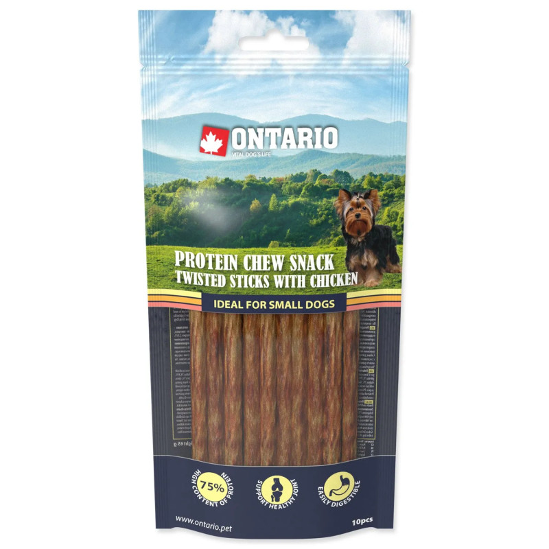 Pochúťka Ontario Protein kura, žuvacia krútená tyčinka 10ks 12,7cm, Small Pochúťka Ontario Protein kura, žuvacia krútená tyčinka 10ks 12,7cm, Small