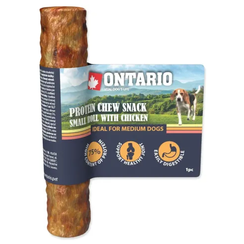 Pochúťka Ontario Protein kura, žuvacia rolka malá 12,7cm, Medium