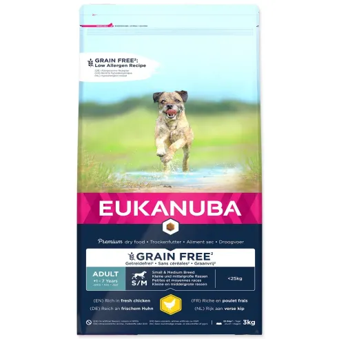 Krmivo EUKANUBA Adult Small & Medium Grain Free Chicken&nbsp;3kg​
