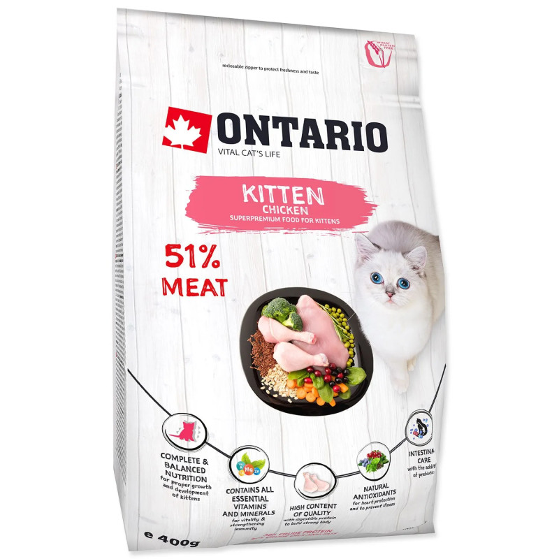 Krmivo Ontario Kitten Chicken 0,4kg Krmivo Ontario Kitten Chicken 0,4kg