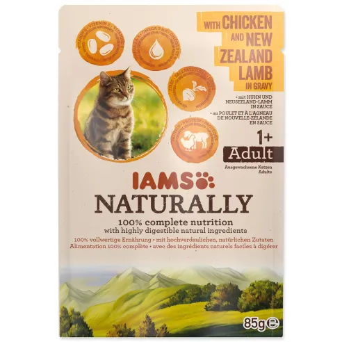 Kapsička IAMS Naturally Adult kura & jahňacie v omáčke 85g