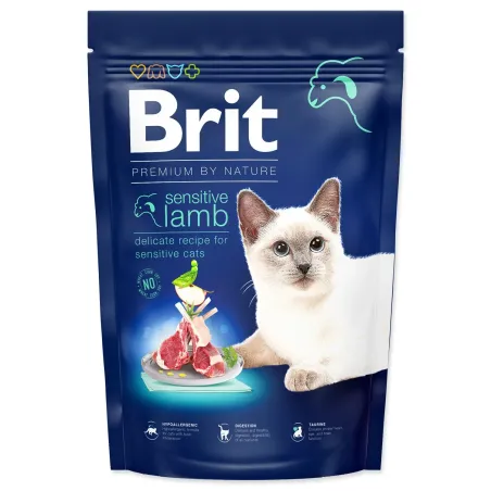 Krmivo Brit Premium by Nature Cat sensitive Lamb 1,5kg