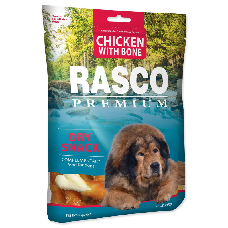 Pochúťka Rasco Premium kuracím obalené kosti 230g Pochúťka Rasco Premium kuracím obalené kosti 230g