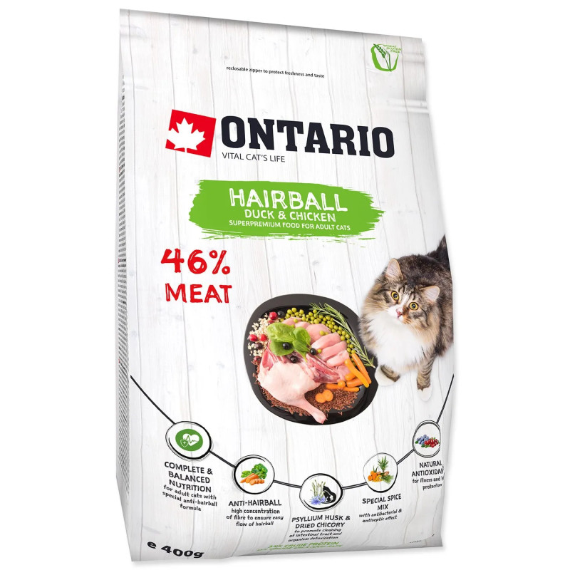 Krmivo Ontario Cat Hairball 0,4kg Krmivo Ontario Cat Hairball 0,4kg