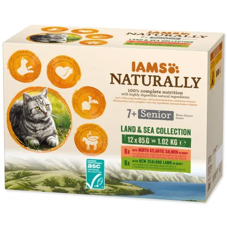 Kapsička IAMS Naturally Senior morské a suchozemské mäso v omáčke multipack 1020g (12x85g)