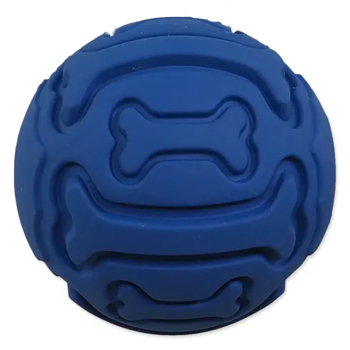 Lopta Dog Fantasy gumová, vzor kosť pískacia modrá 7,5cm