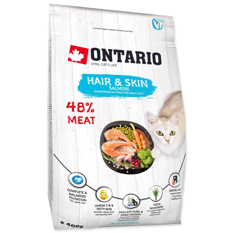 Krmivo Ontario Cat Hair & Skin 0,4kg Krmivo Ontario Cat Hair & Skin 0,4kg