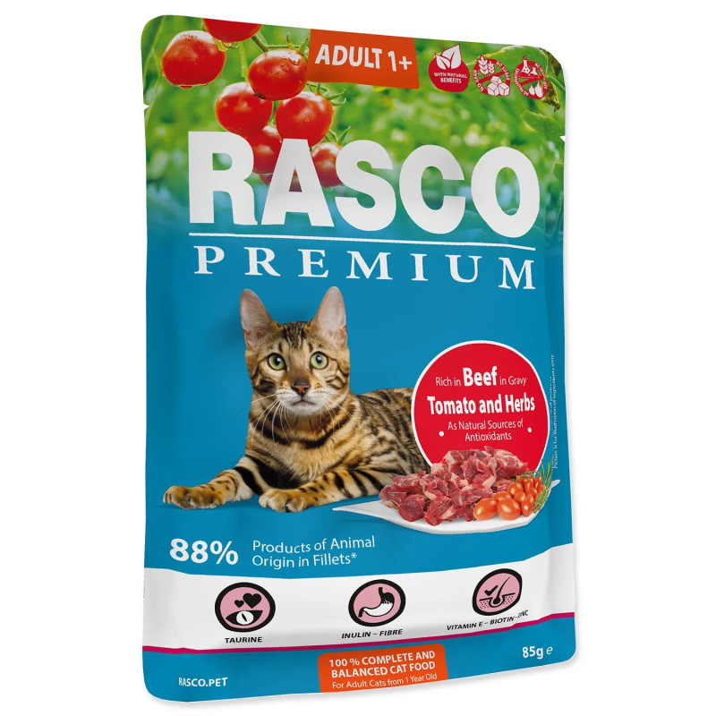 Kapsička Rasco Premium Adult hovädzie s rajčinami a bylinkami 85g Kapsička Rasco Premium Adult hovädzie s rajčinami a bylinkami 85g